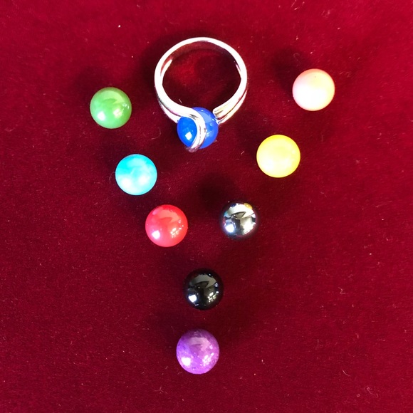 STERLING SILVER INTERCHANGEABLE MARBLE STONE RING - Picture 2 of 8